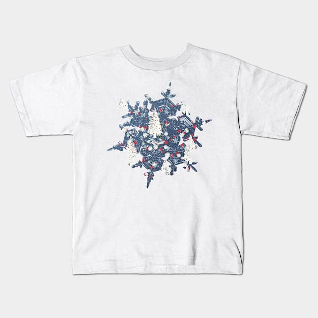 White Christmas Trees with Red and Blue Details Kids T-Shirt by cesartorresart